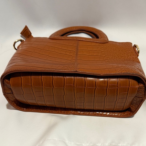 BIZOU BROWN MINI HANDBAG CROCODILE PATTERN - Picture 4 of 8